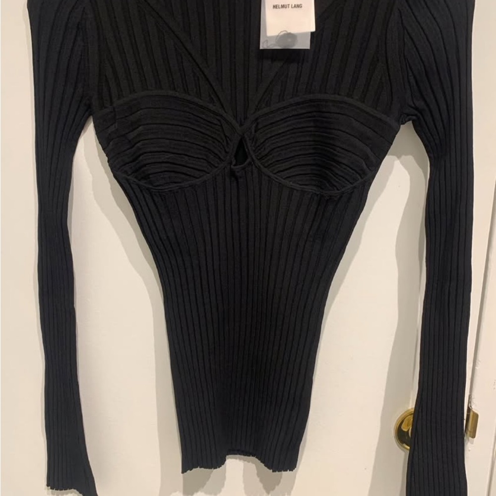 Helmut Lang Black Ribbed Bodysuit